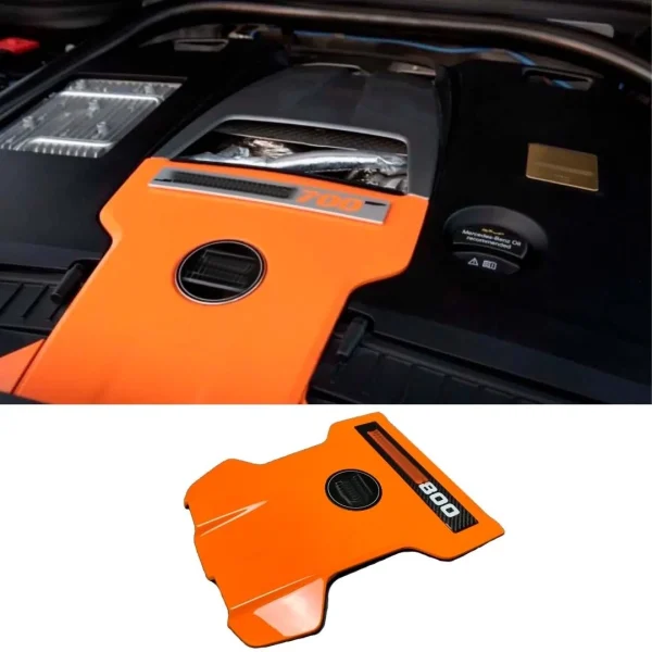 Gloss carbon weave engine cover with orange finish G-Class