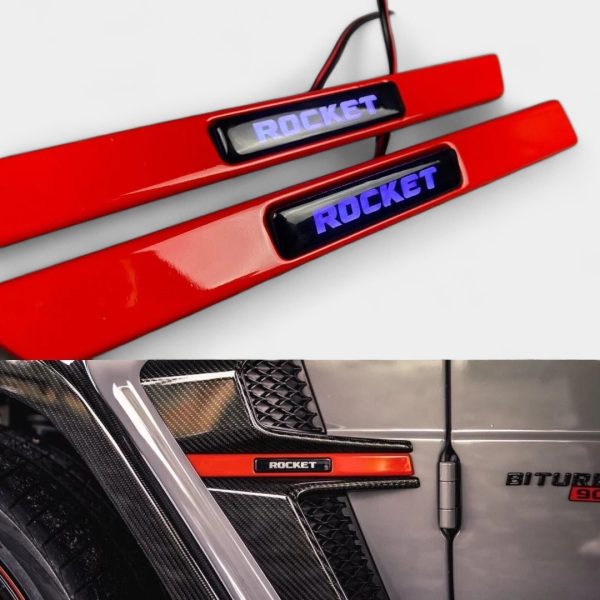 carbon painted rocket style led fender emblem badge mercedes g class w463a kubay design