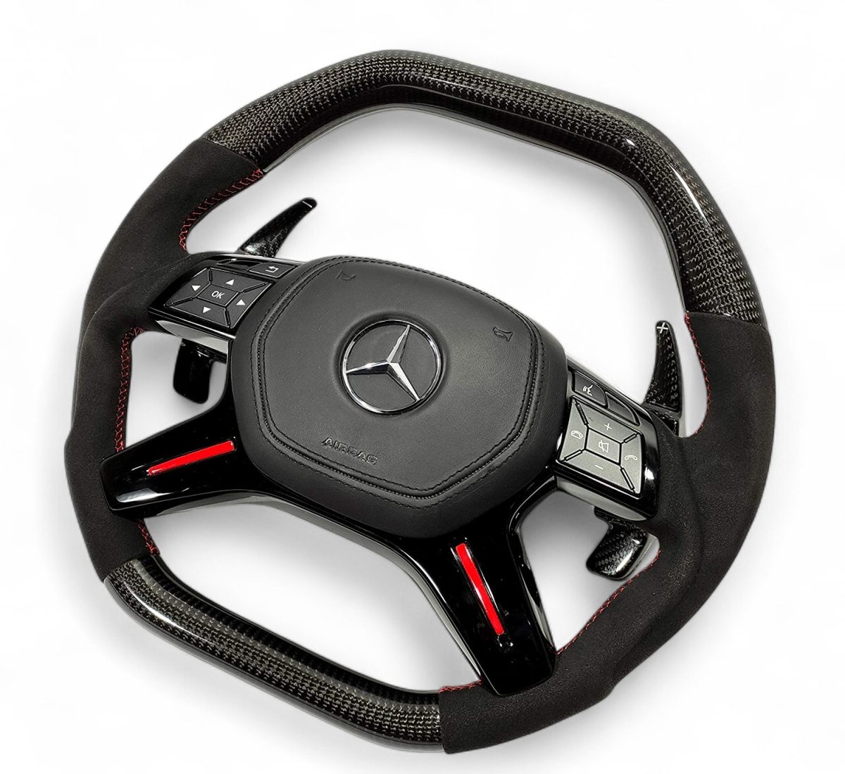 Carbon Fiber & Alcantara Steering Wheel for Mercedes-Benz G-Class W463 GL X166 ML W166  - Image 2