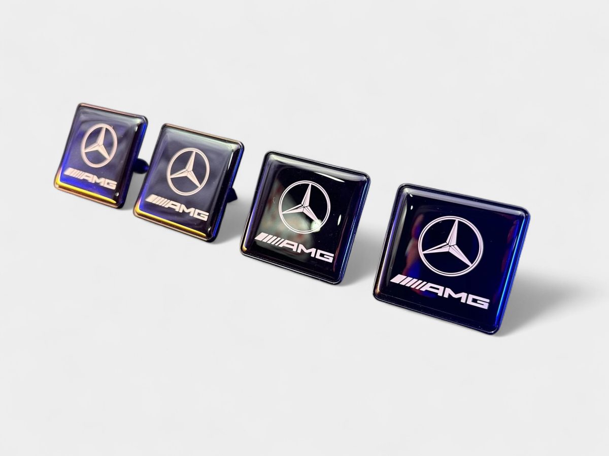 Luxury black AMG Mercedes-Benz resin and metal logo set