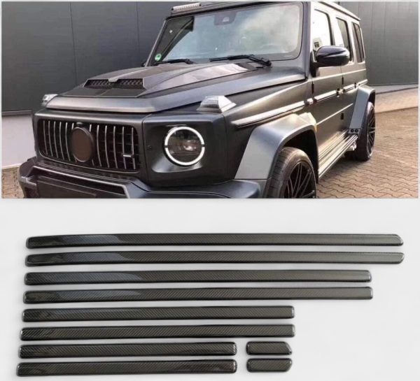 carbon fiber side body moldings set mercedes g class w463a kubay design