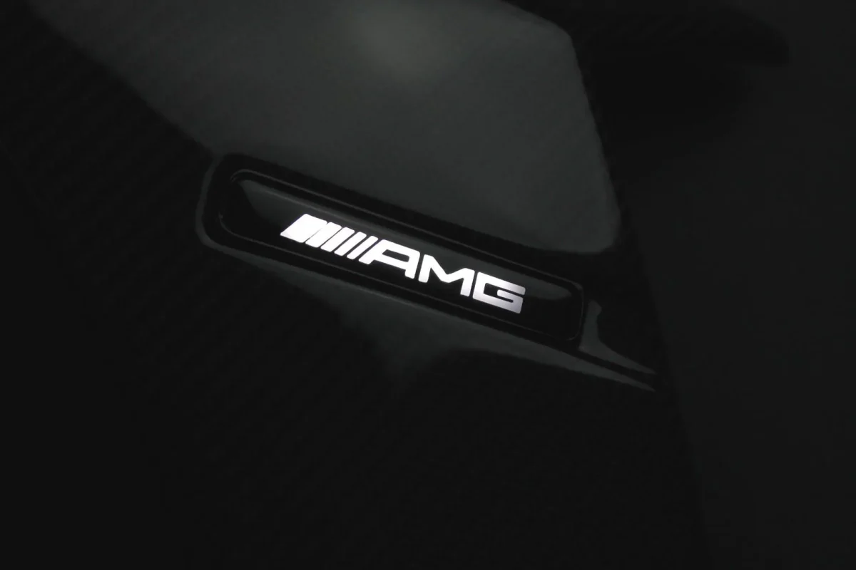 Left + right carbon fender flaps side by side