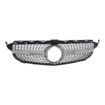 Diamond silver grille for Mercedes W205 without camera – front view