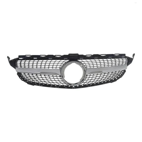 Diamond silver grille for Mercedes W205 without camera – front view