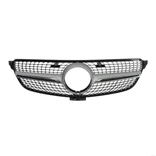 Diamond silver grille for Mercedes GLE W166 with camera – front view