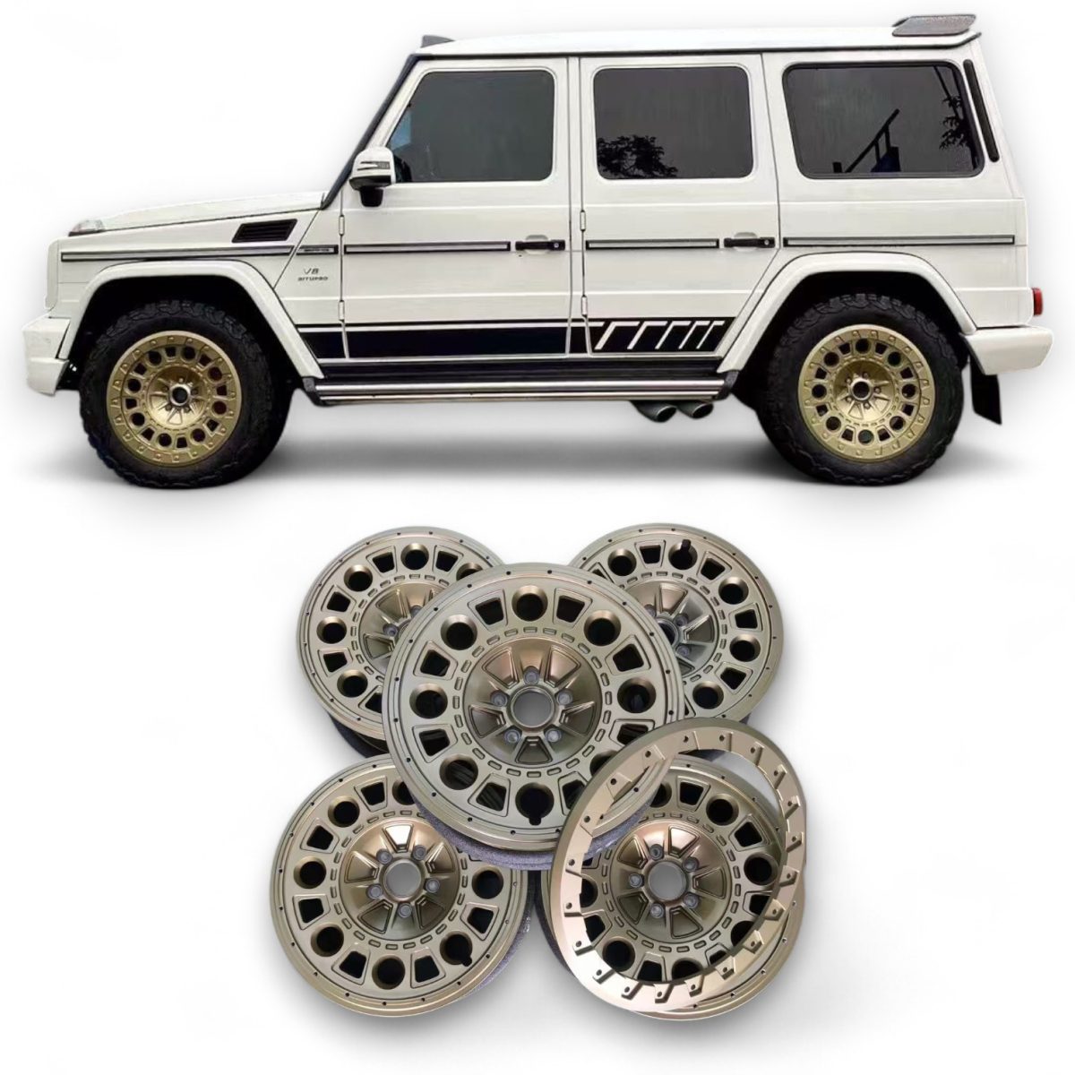 Forged Double Beadlock Wheels for Mercedes-Benz G-Class W463 W463A W465 AMG 4×4² (12) kubay design forged double beadlock g class