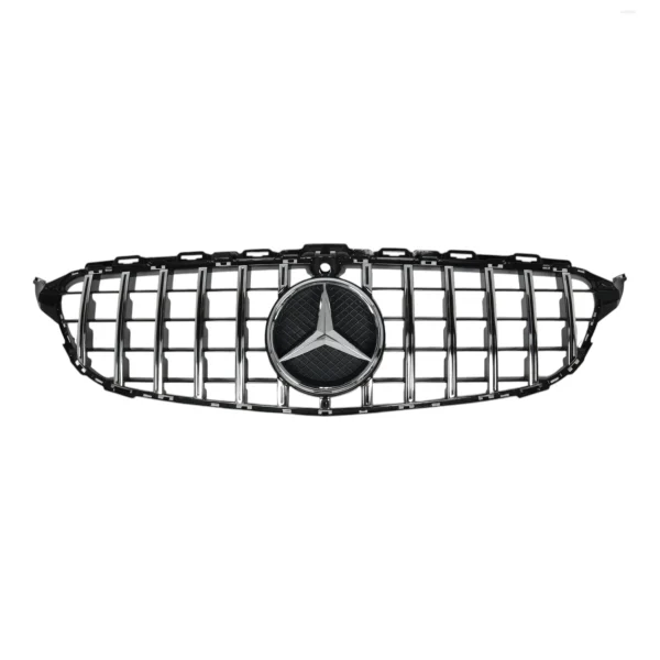 GT chrome black grille with camera slot for Mercedes W205 – front view