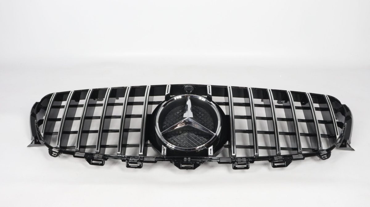 W213 chrome accent grille camera opening