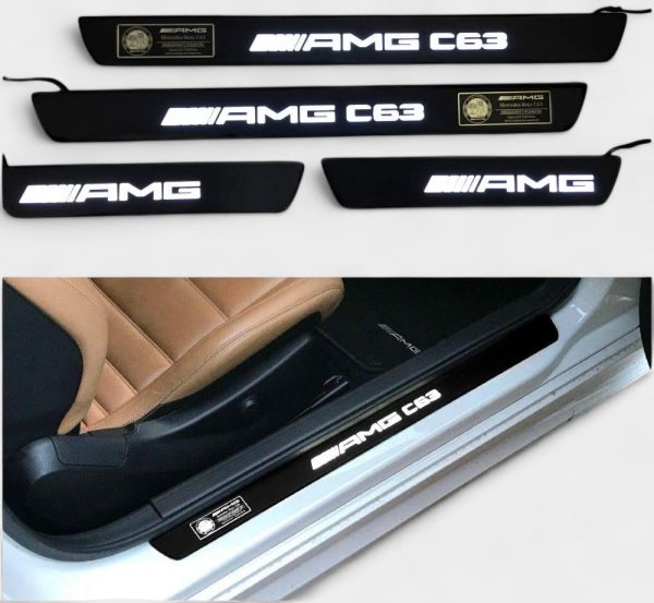 LED AMG C63 door sills for Mercedes W205 / W204 / W213 – front view