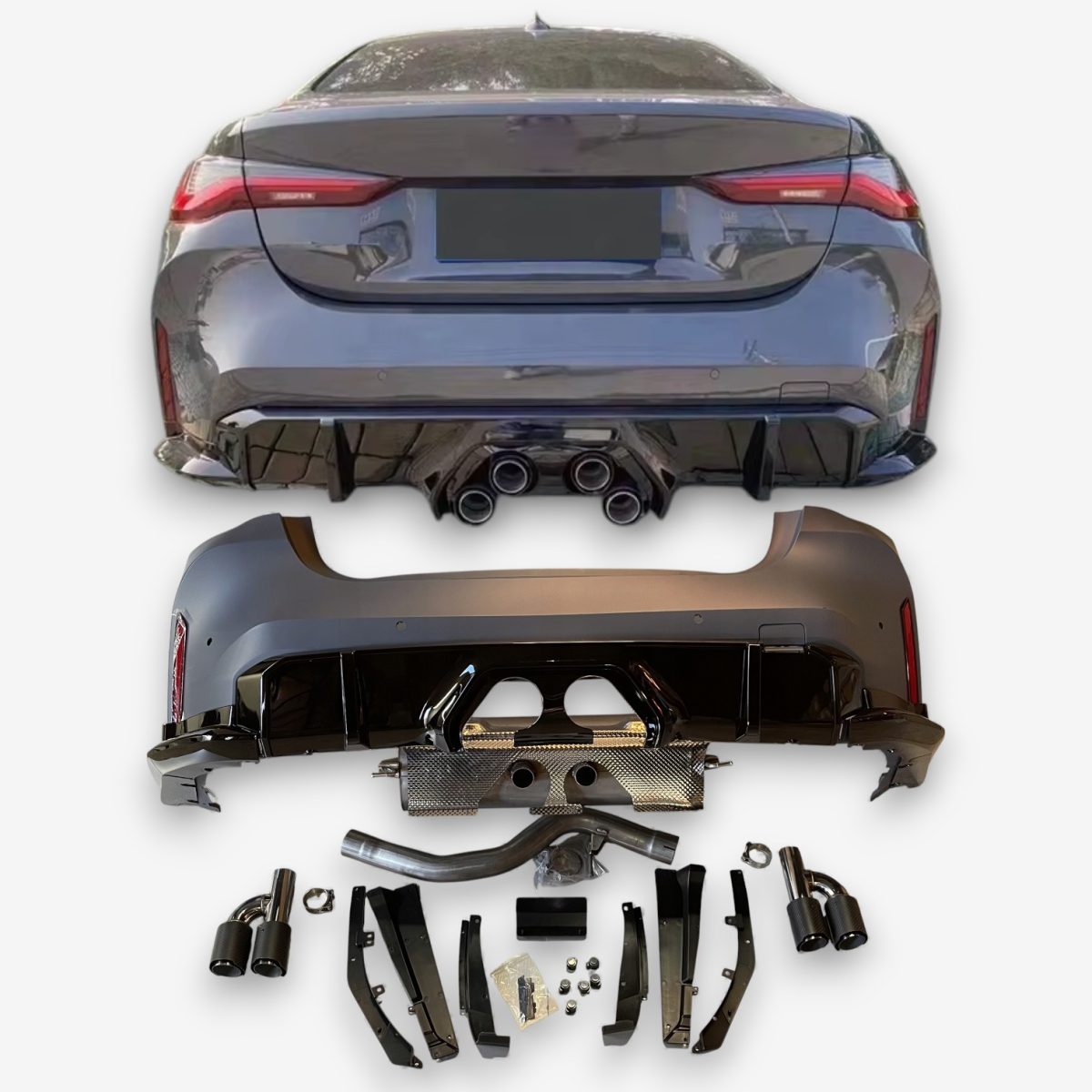 M4-Style-Rear-Bumper-with-Complete-Center-Exit-Exhaust-System-for-BMW-4-Series-G22-_1_ M4 replica bumper center exit BMW