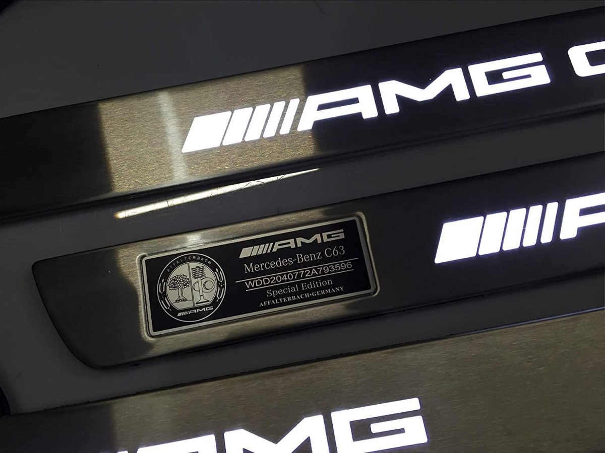 Polished chrome threshold trim with LED – angled view