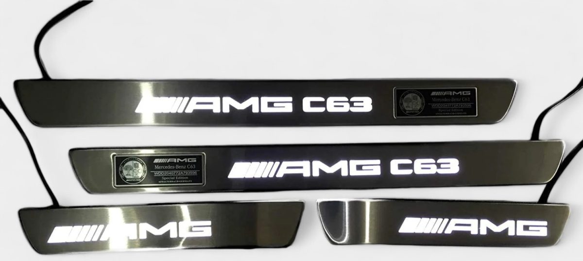 LED illuminated sill plates for Mercedes W204 / W205 / W213 – set shot