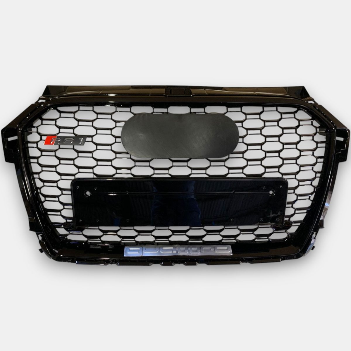 RS1 Black QUATTRO Front Radiator Grille for Audi A1 Facelift 2015–2018 (1) Kubay Design RS1 black grille Audi A1