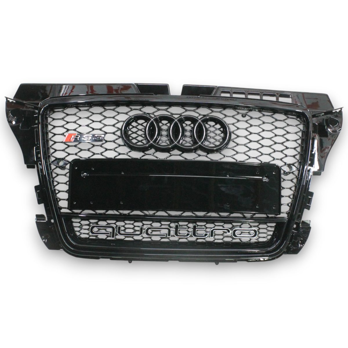 RS3 Black QUATTRO Front Radiator Grille for Audi A3 2008–2012 (1) Kubay Design Audi A3 front grille RS3