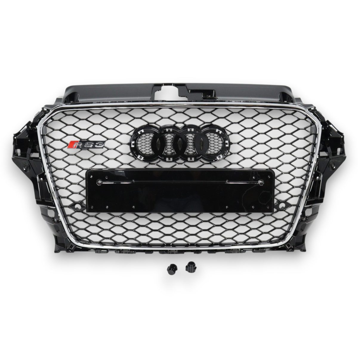 RS3 Chrome Frame Front Radiator Grille for Audi A3 2012–2015 (1) RS3 inspired chrome grille Audi A3