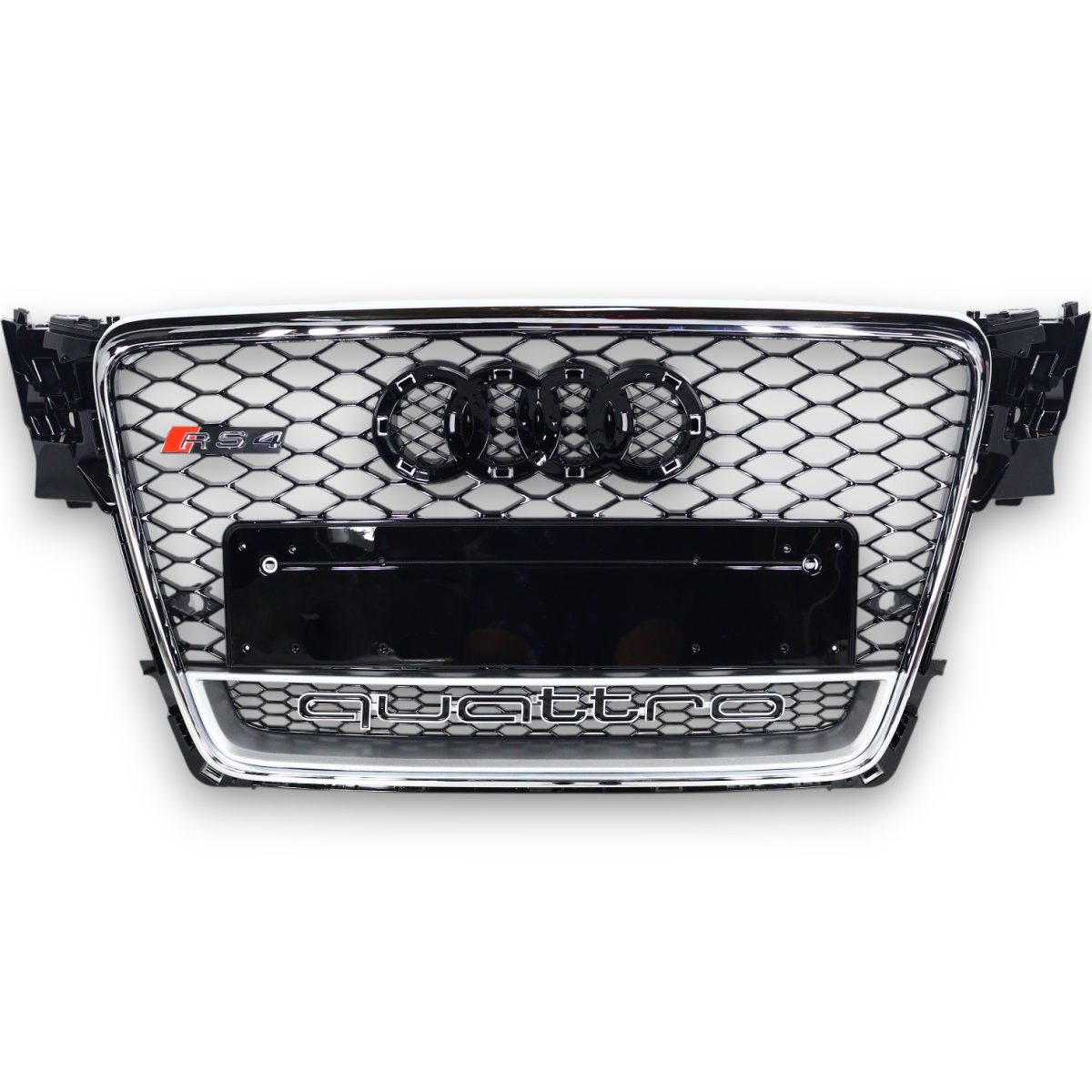 RS4 Chrome Frame QUATTRO Front Radiator Grille for Audi A4 2007–2011 (1) RS4 inspired chrome grille Audi A4