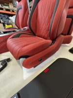 Mercedes G-Class W463 2013–2018 interior upgrade package featuring W465 style dashboard and luxury red leather cabin.