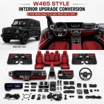 Mercedes G-Class interior upgrade with complete dashboard assembly, premium seats, multimedia display, and door panels.