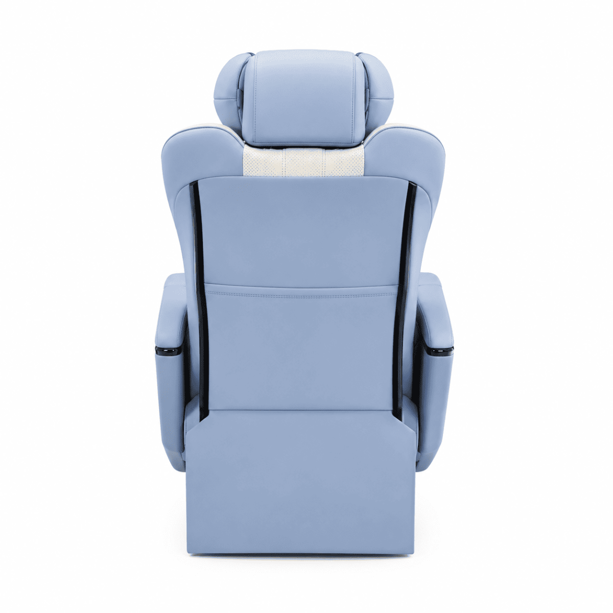 Luxury single VIP lounge armchair for Mercedes V-Class W447 in white and blue perforated Nappa leather