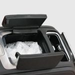 Mercedes V-Class center console with integrated touchscreen controller, chrome cup holders, and compressor cooler