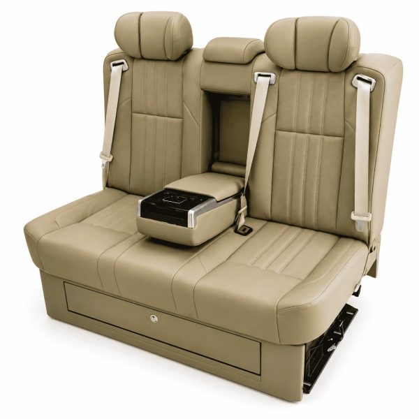 Beige Executive VIP Power Sofa Bed Bench for Mercedes-Benz Sprinter, Vito and V-Class Luxury Conversion