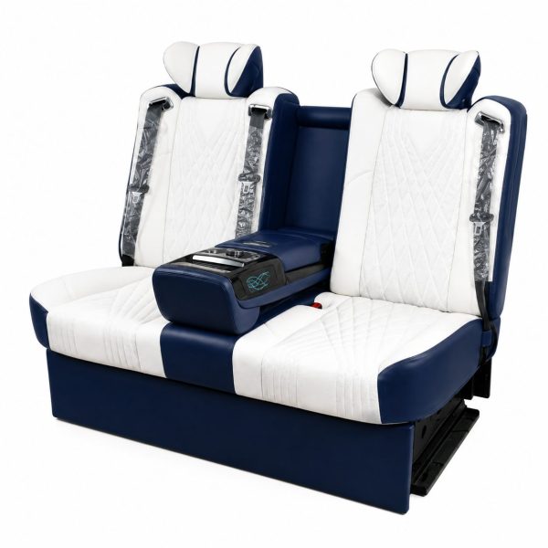 Blue Executive 2-Seater VIP Power Sofa Bed Bench for Mercedes Sprinter, Vito & V-Class