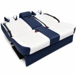 Blue Executive VIP Power Sofa Bed Bench for Mercedes-Benz Sprinter, Vito and V-Class Luxury Conversion