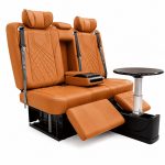 Terracotta Luxury VIP Power Sofa Bed Bench with Folding Table for Mercedes-Benz Sprinter, Vito and V-Class