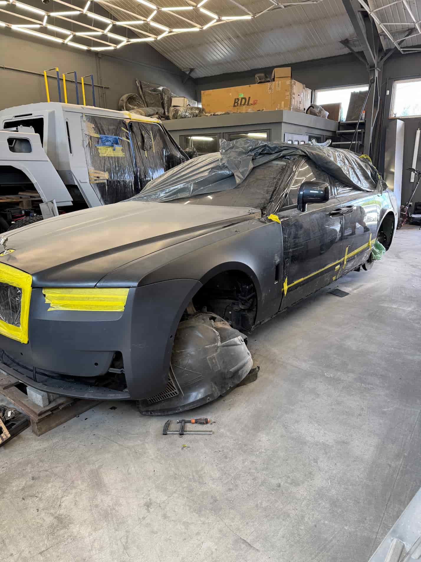 New front bumper and hood installation for Rolls-Royce Ghost 2026 restyling