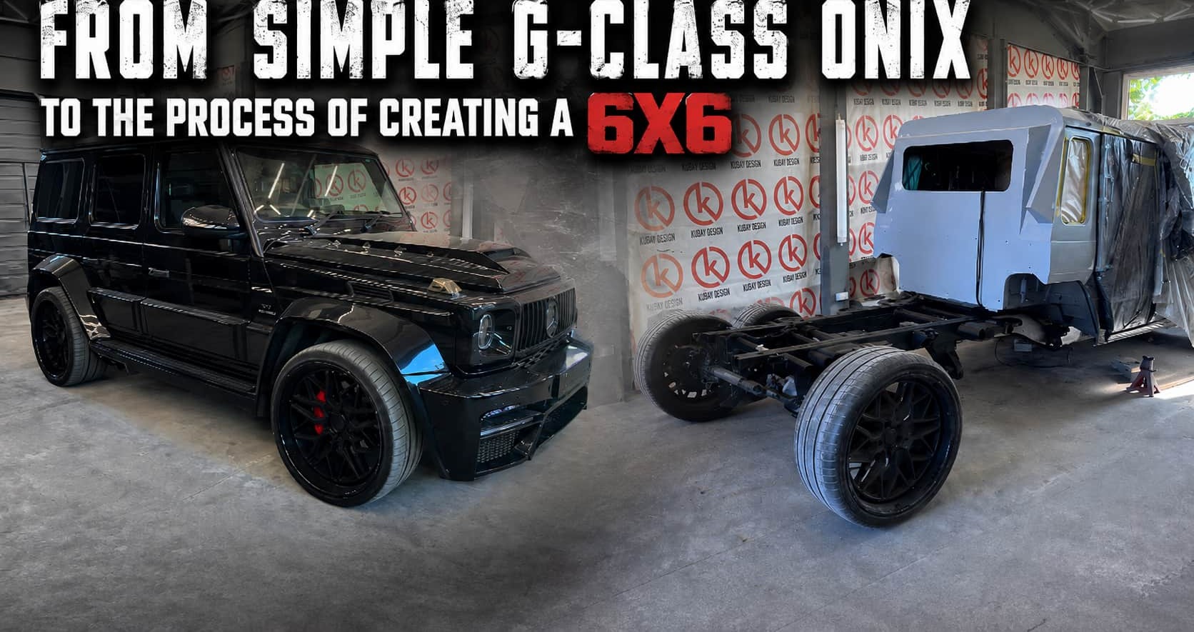 Mercedes G-Class ONYX to 6×6 Conversion — Before and In-Progress Mercedes-Benz G-Class ONYX before and during its 6x6 conversion at Kubay Design